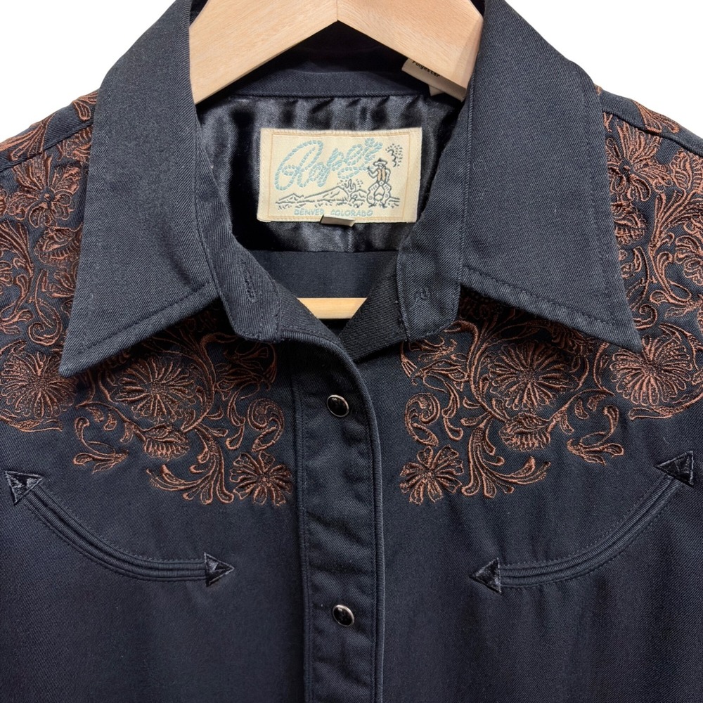 VTG Roper Women's Western Snap Floral Embroidered Top M Snap Cowgirl Rockabilly - Picture 3 of 12